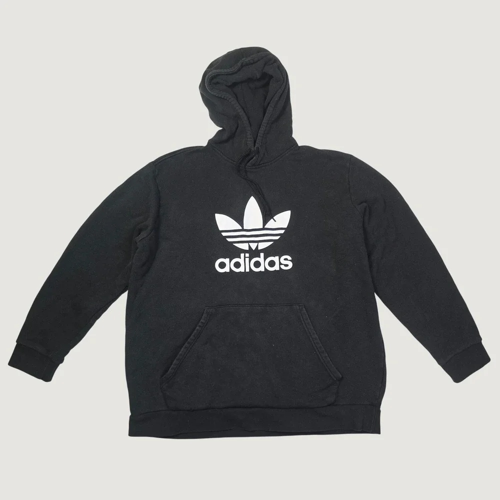 Adidas Men's Originals Hoodie XL Black Long Sleeve Pullover Sweatshirt K44